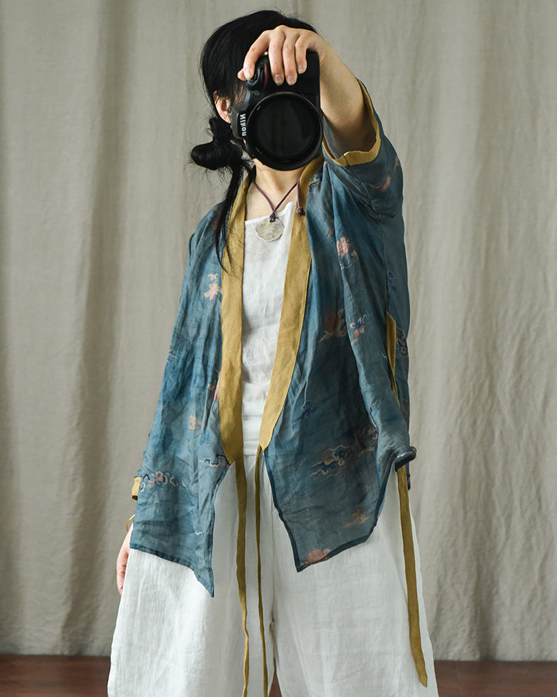 Blusa Bohemian Bloom con estampado de ramio