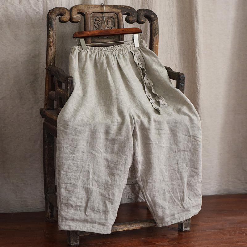 Pantalones holgados de lino bohemio