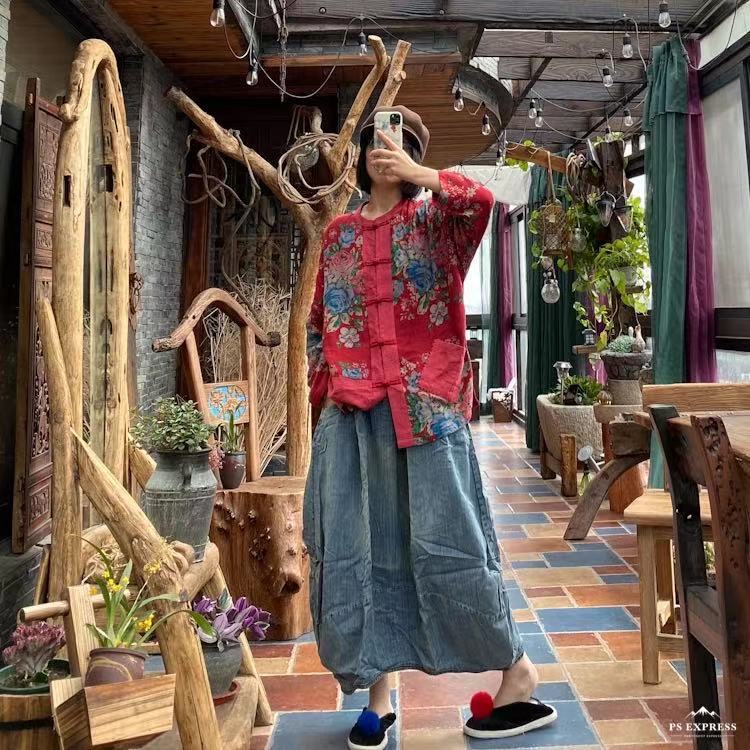 Chaqueta estilo camisa con estampado vintage Blossom