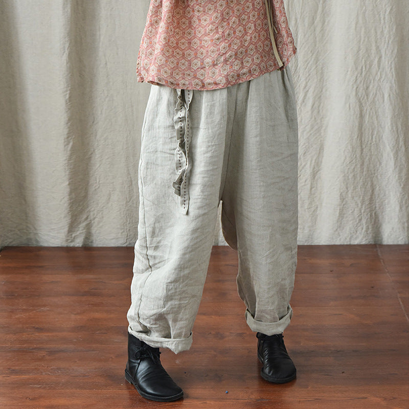 Pantalones holgados de lino bohemio