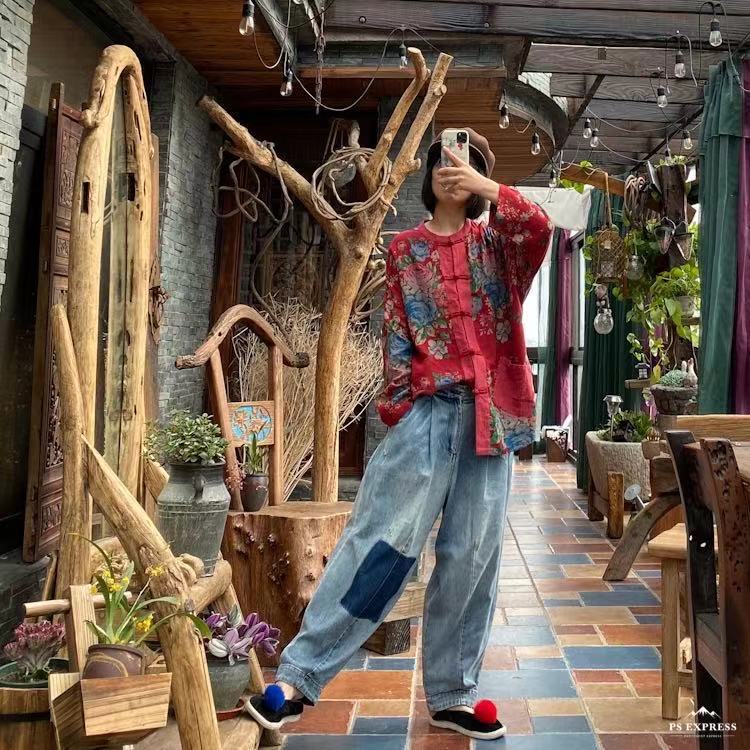 Chaqueta estilo camisa con estampado vintage Blossom