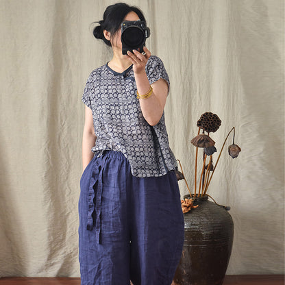 Pantalones holgados de lino bohemio