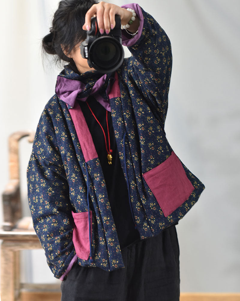 Chaqueta vintage acolchada con patchwork floral