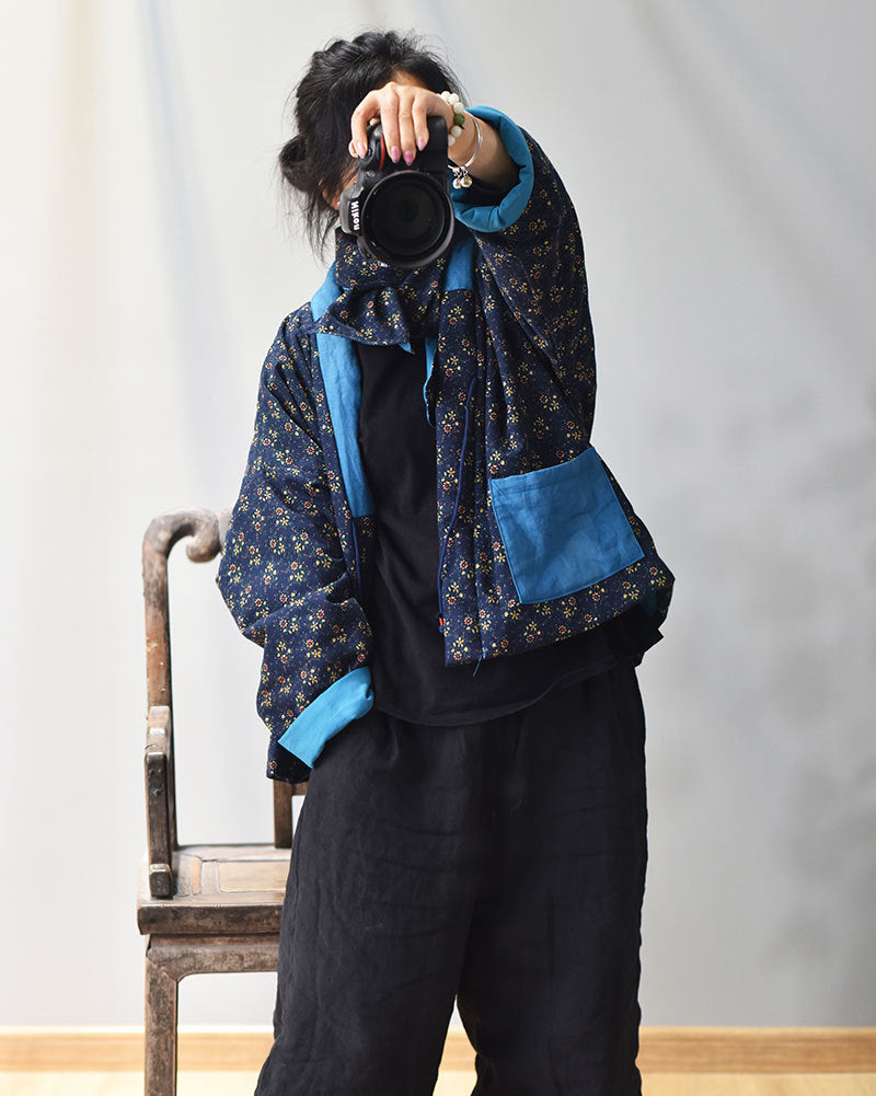 Chaqueta vintage acolchada con patchwork floral