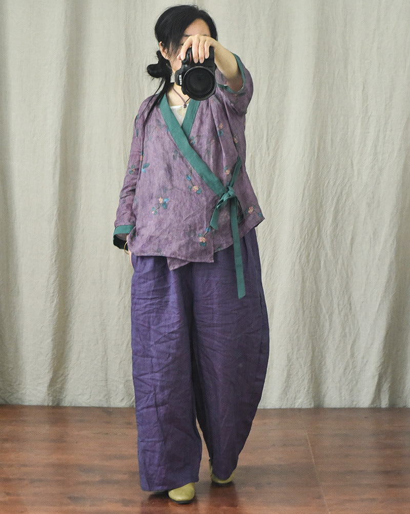 Blusa Bohemian Bloom con estampado de ramio