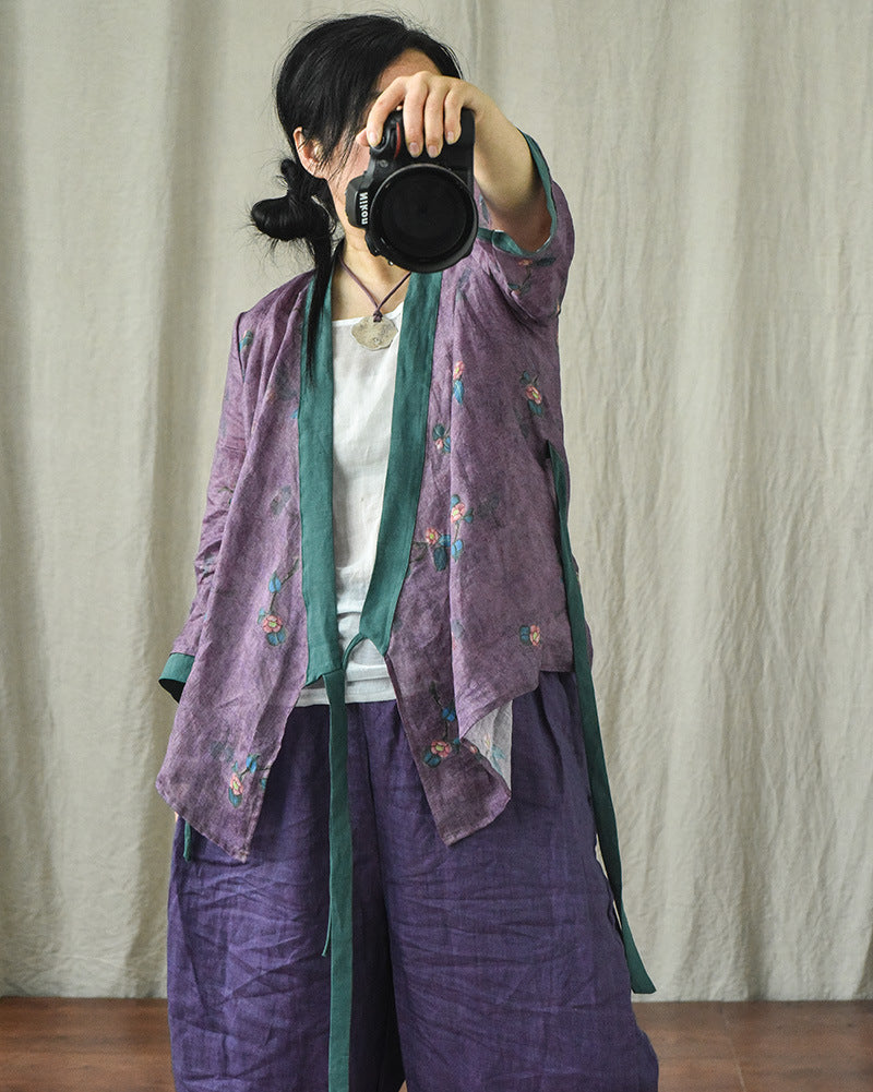 Blusa Bohemian Bloom con estampado de ramio