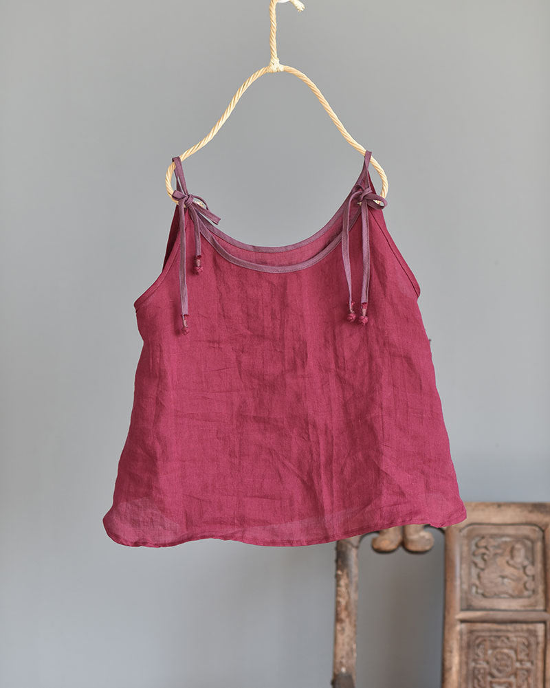 Blusa de ramio con tirantes en contraste