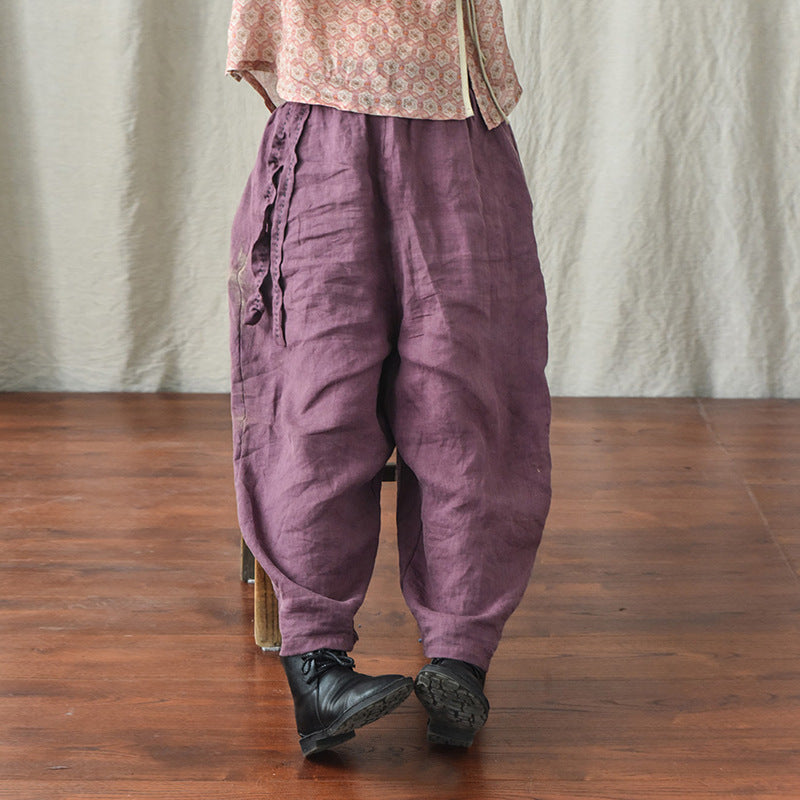 Pantalones holgados de lino bohemio