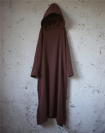 Vestido midi de lino con capucha