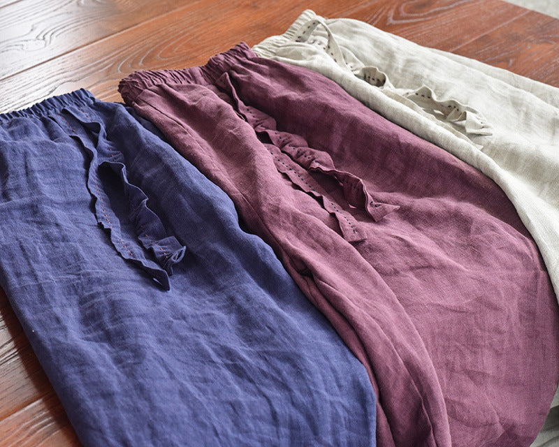 Pantalones holgados de lino bohemio
