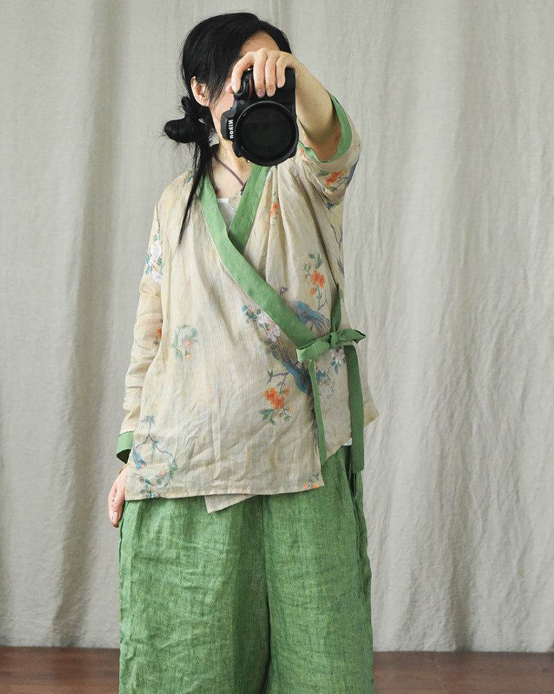 Blusa Bohemian Bloom con estampado de ramio