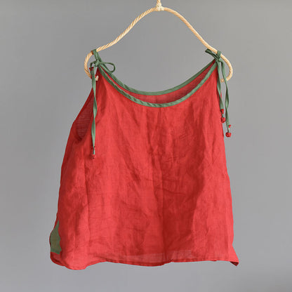 Blusa de ramio con tirantes en contraste