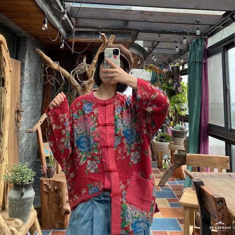 Chaqueta estilo camisa con estampado vintage Blossom