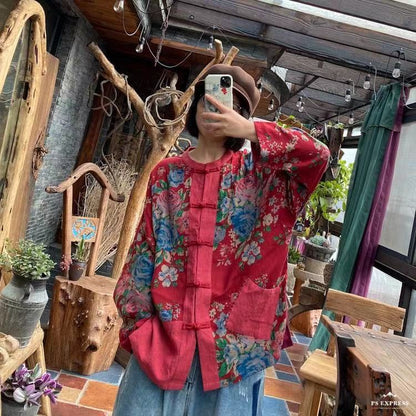 Chaqueta estilo camisa con estampado vintage Blossom