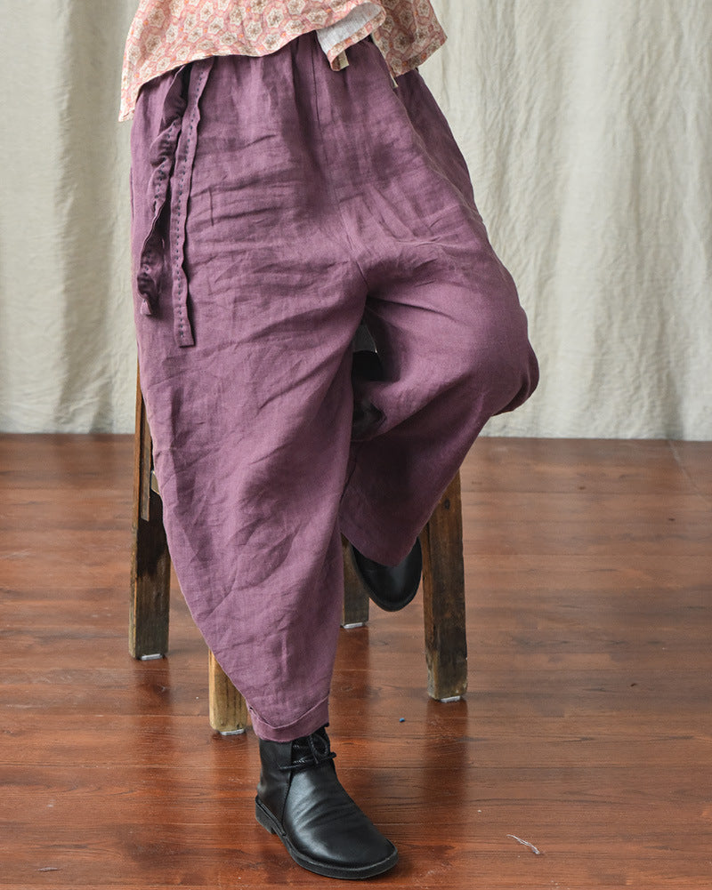 Pantalones holgados de lino bohemio