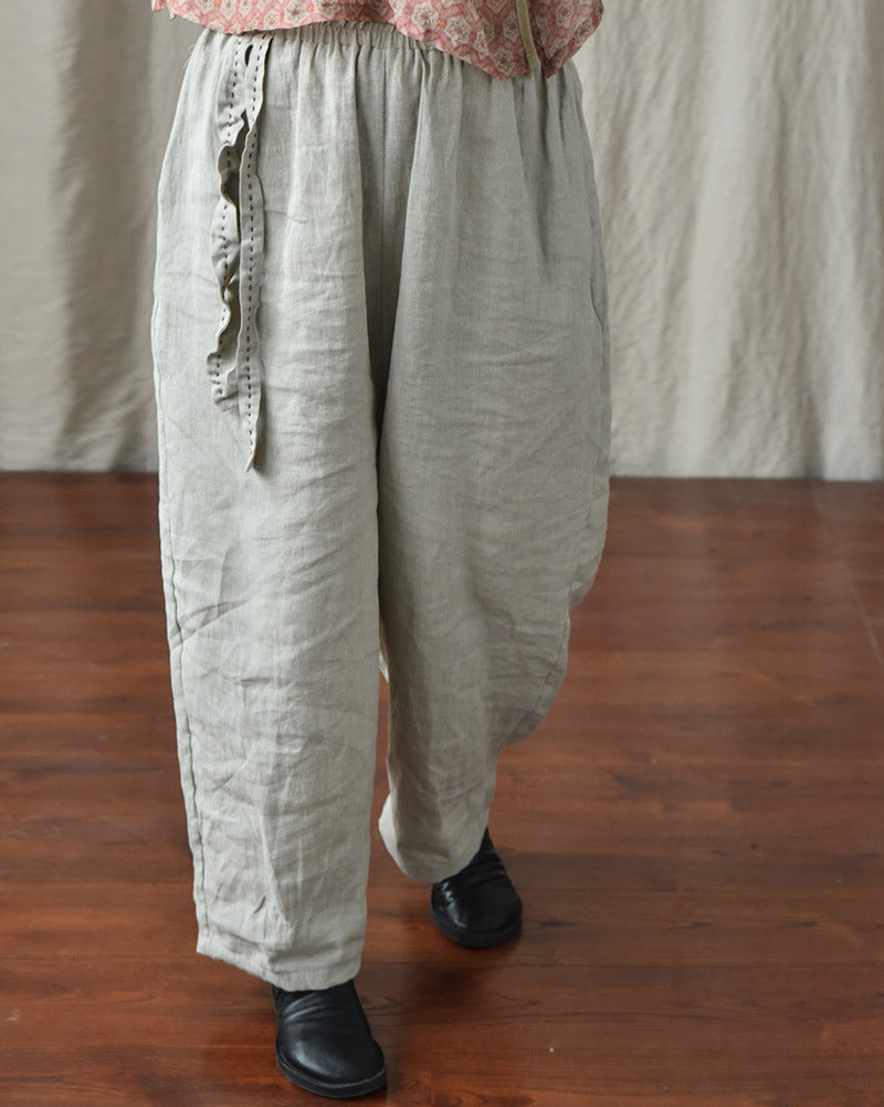 Pantalones holgados de lino bohemio