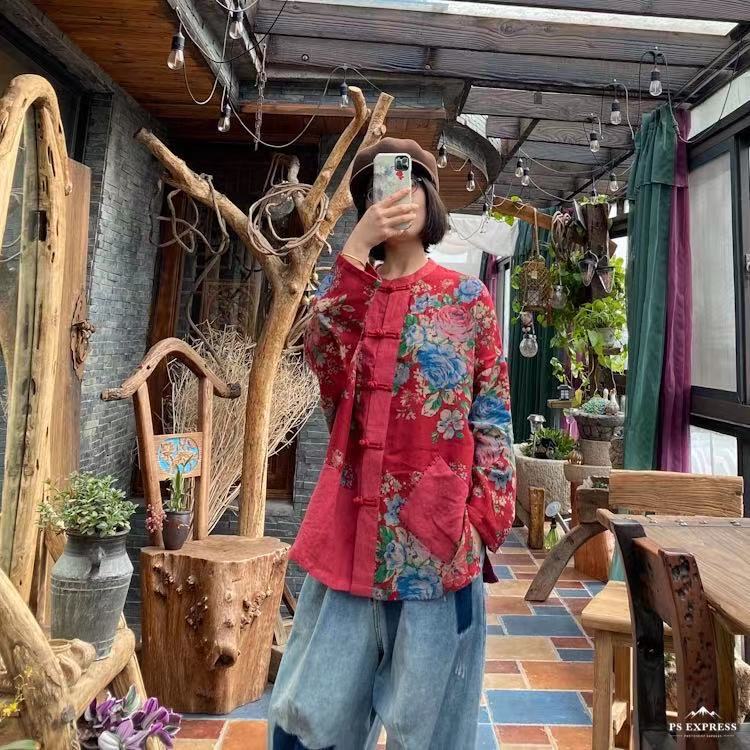 Chaqueta estilo camisa con estampado vintage Blossom