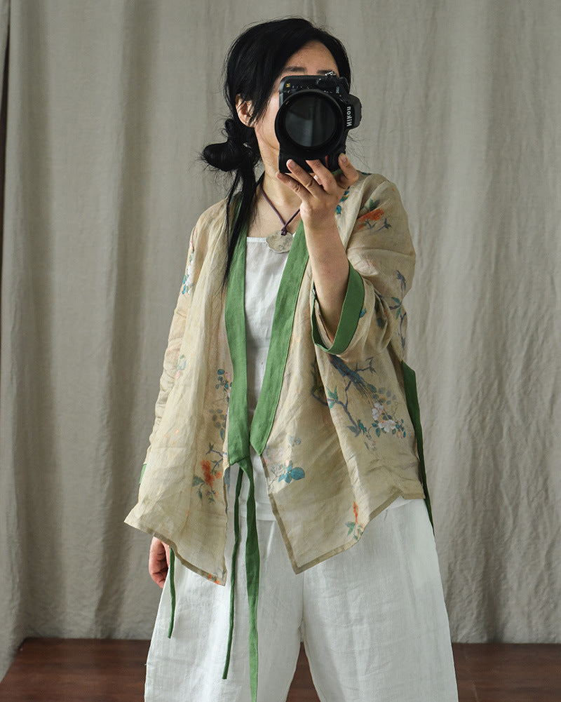 Blusa Bohemian Bloom con estampado de ramio