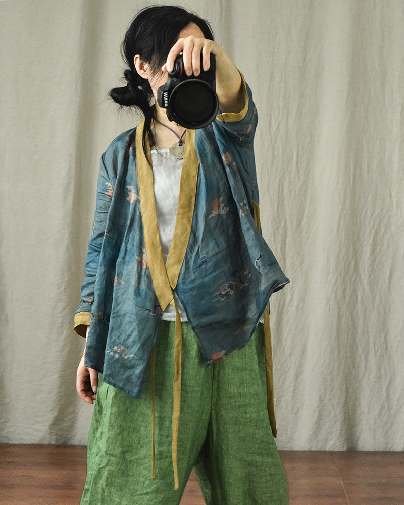 Blusa Bohemian Bloom con estampado de ramio