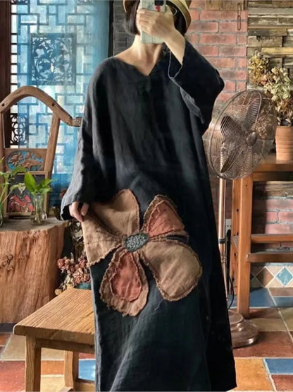 Vestido vintage de patchwork con flores