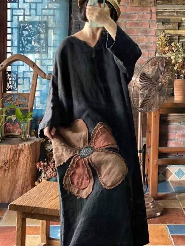 Vestido vintage de patchwork con flores