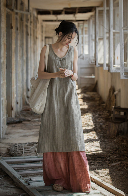 Vestido túnica de lino y algodón - Estilo boho natural
