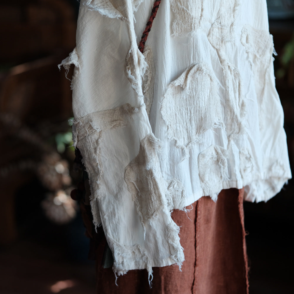 Chaqueta vintage de patchwork color crudo