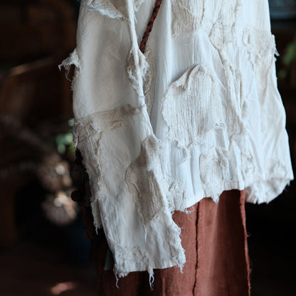 Chaqueta vintage de patchwork color crudo