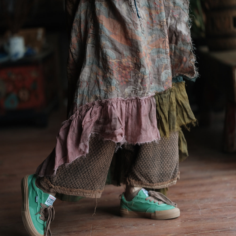 Vestido de ramio con retazos bohemio