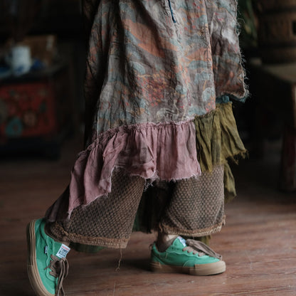Vestido de ramio con retazos bohemio