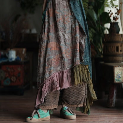 Vestido de ramio con retazos bohemio