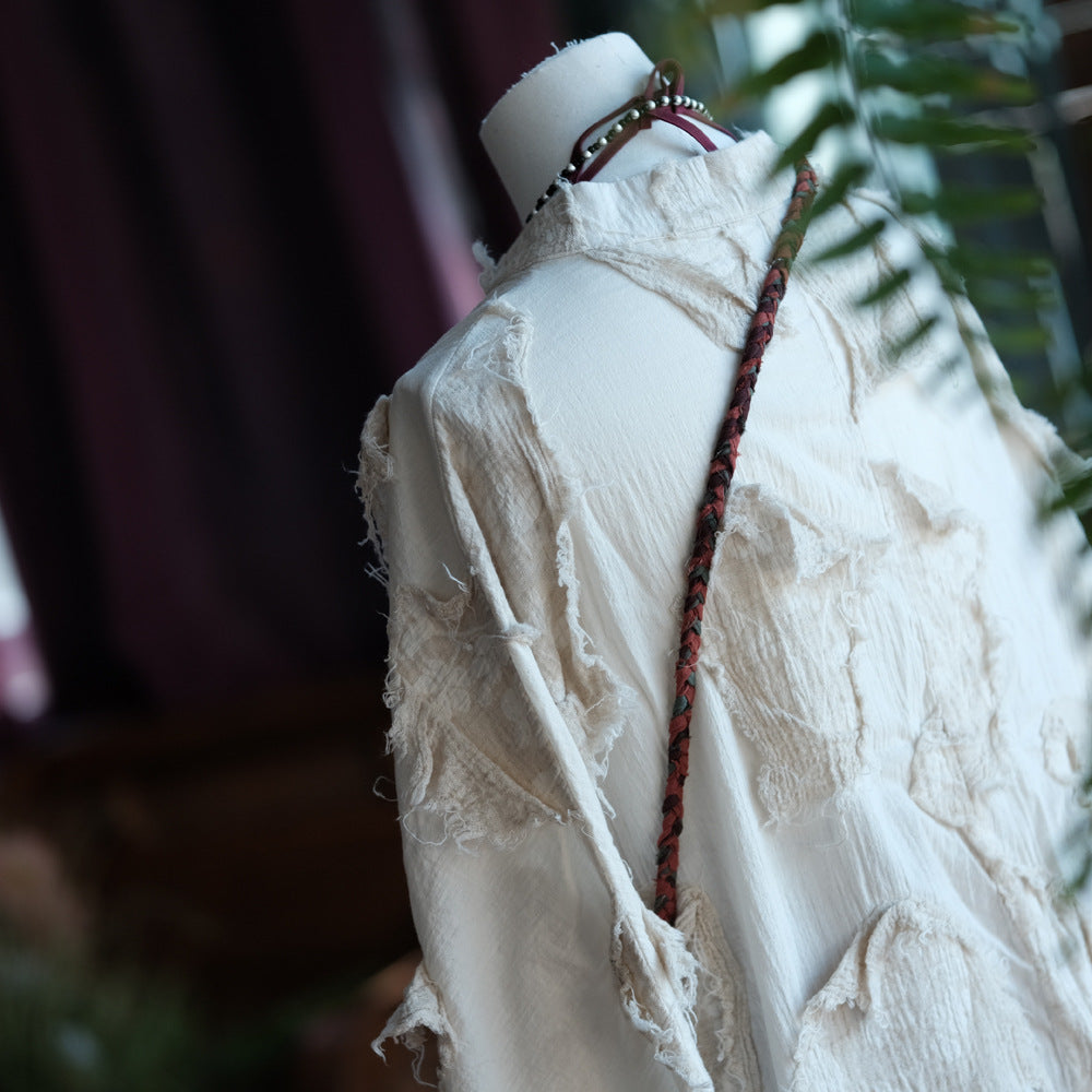 Chaqueta vintage de patchwork color crudo