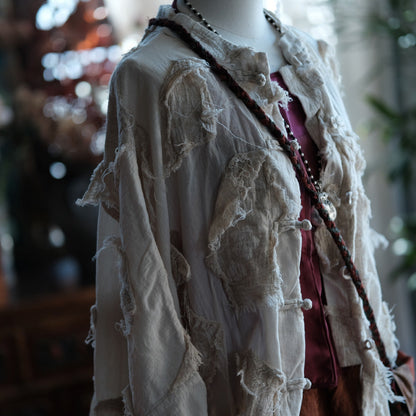 Chaqueta vintage de patchwork color crudo