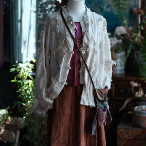 Chaqueta vintage de patchwork color crudo