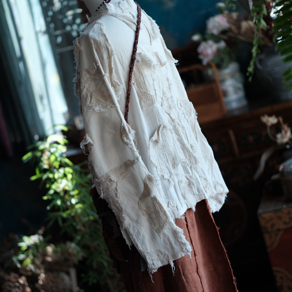 Chaqueta vintage de patchwork color crudo