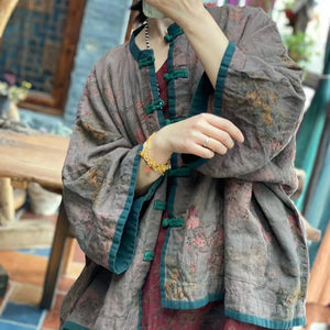 Chaqueta de lino con estampado floral vintage