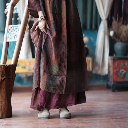 Vestido túnica de lino y ramio Vintage Harmony