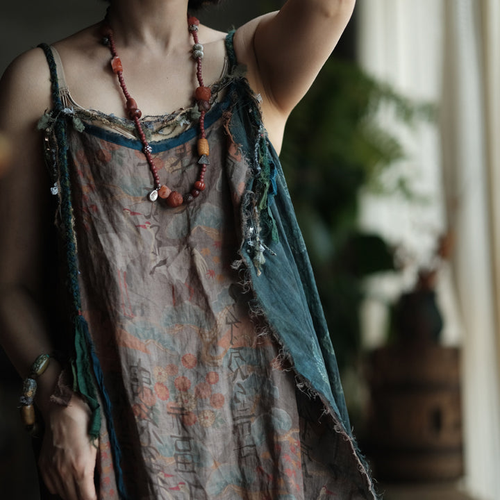 Vestido de ramio con retazos bohemio