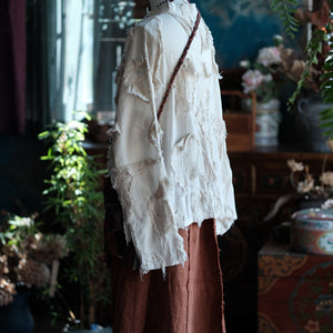 Chaqueta vintage de patchwork color crudo