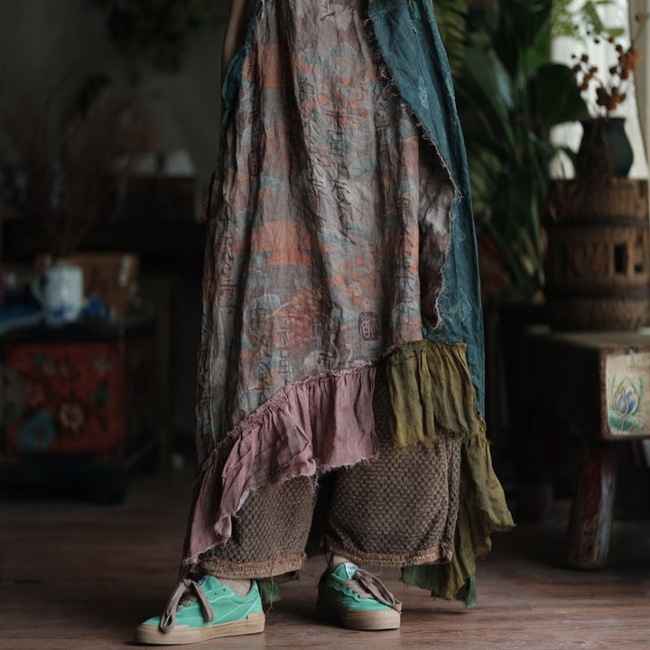 Vestido de ramio con retazos bohemio