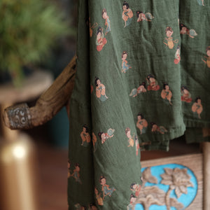 Chaqueta de lino vintage con figuras diminutas