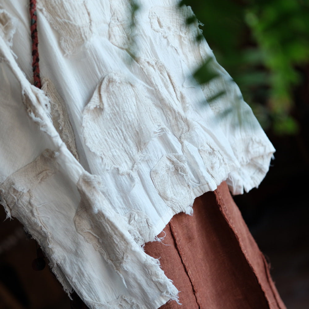 Chaqueta vintage de patchwork color crudo