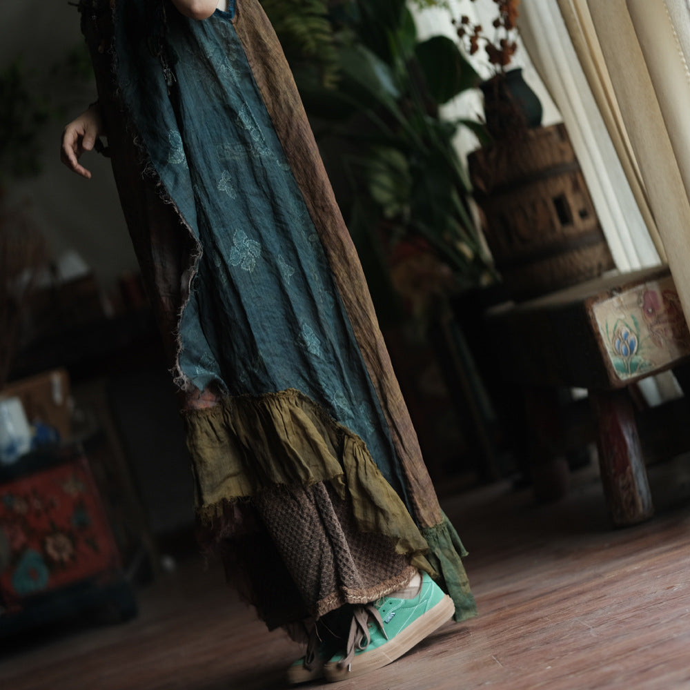 Vestido de ramio con retazos bohemio