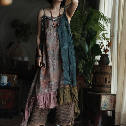 Vestido de ramio con retazos bohemio