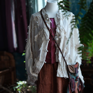 Chaqueta vintage de patchwork color crudo