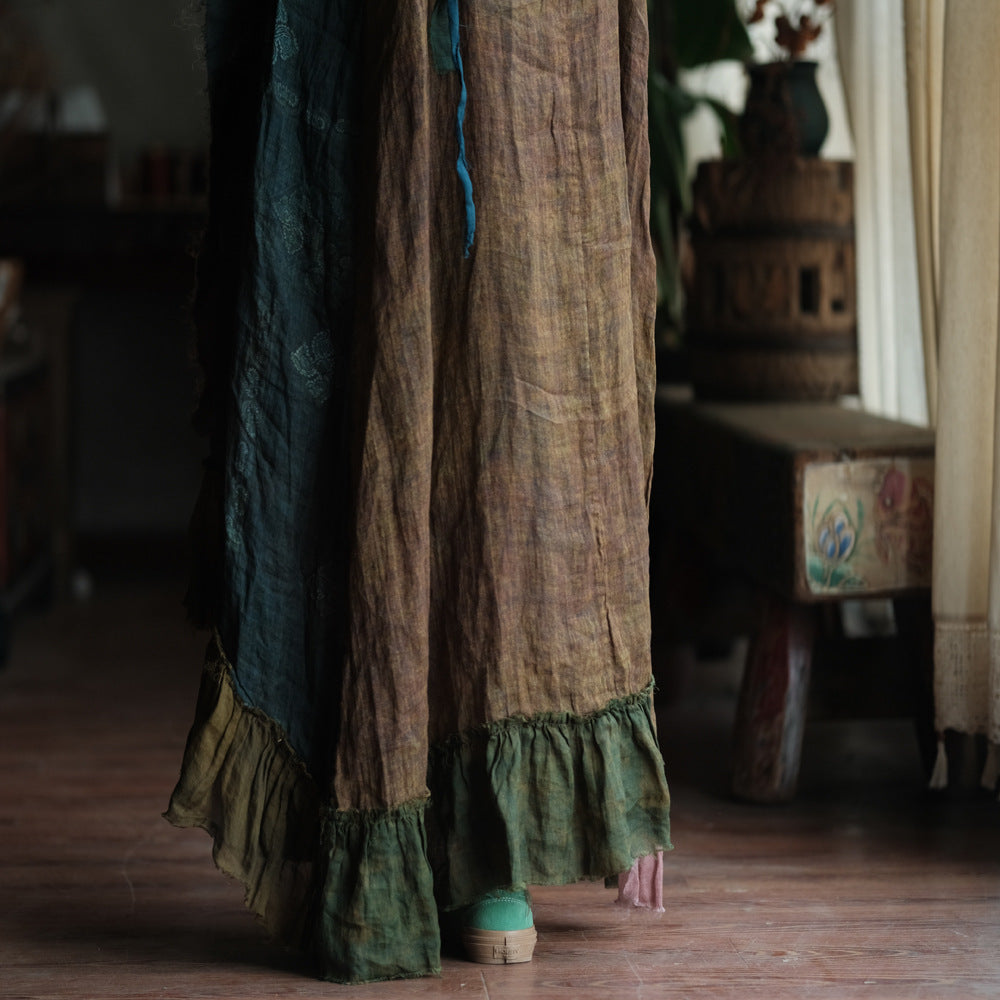 Vestido de ramio con retazos bohemio