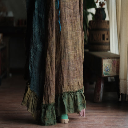Vestido de ramio con retazos bohemio
