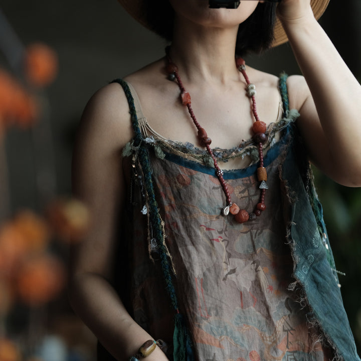 Vestido de ramio con retazos bohemio