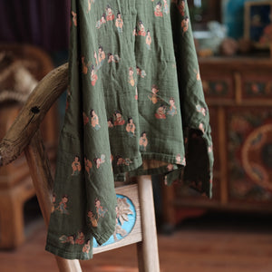 Chaqueta de lino vintage con figuras diminutas