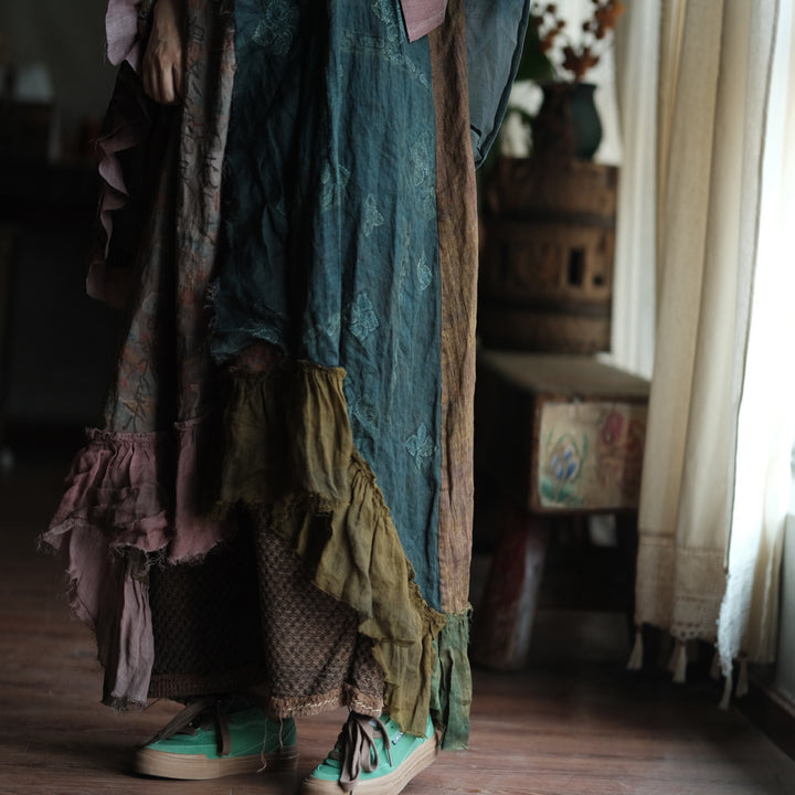 Vestido de ramio con retazos bohemio
